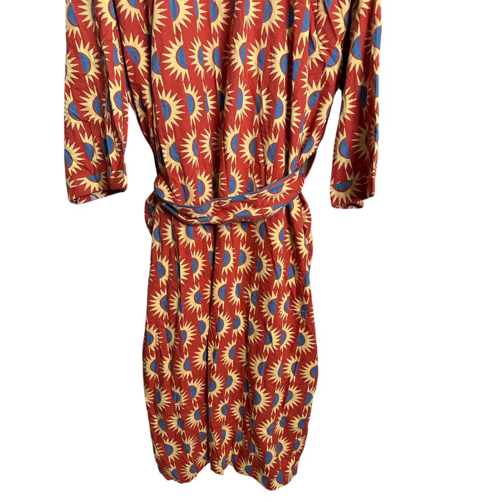 Block Shop Textiles Suns Robe in Chili size XXL/XXXL Belted Duster Hand Printed - Picture 9 of 9